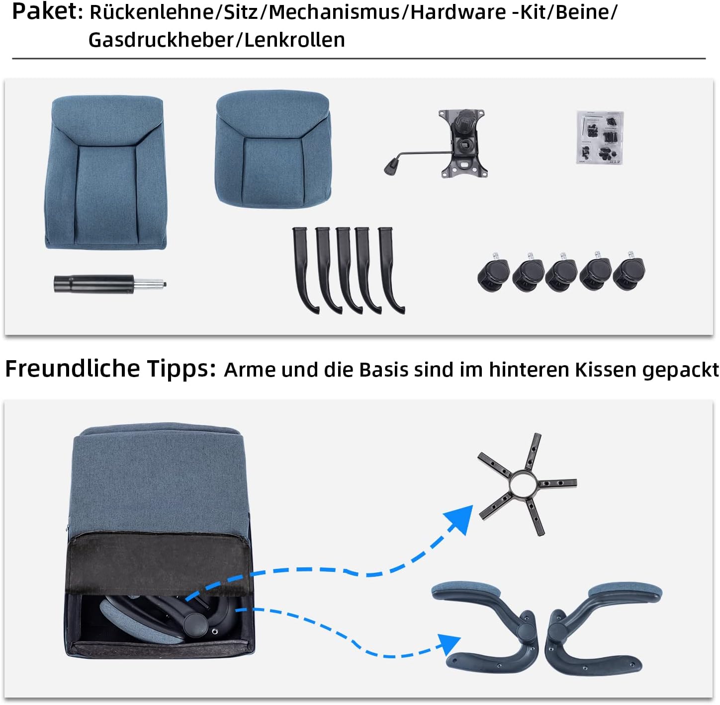 Detalle 2 de MZLEE Bürostuhl 330 lbs Drehstuhl