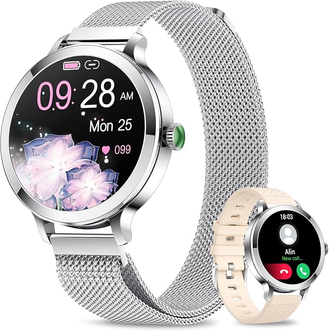 Detalle de niolina Reloj Inteligente Mujer 1.106" AMOLED, Fitness y Llamadas