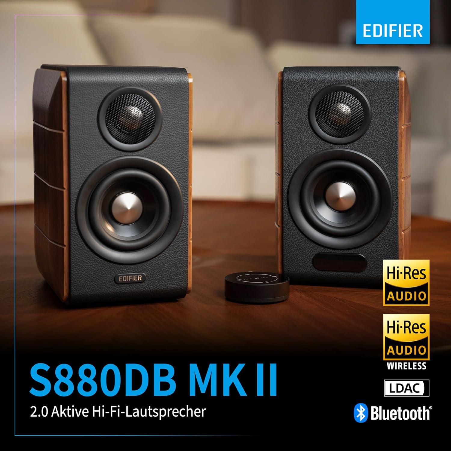 Thumbnail 2 de Edifier S880DBMKII aktive HiFi-Lautsprecher (Walnuss) mit LDAC, 88 W und Sub-Out