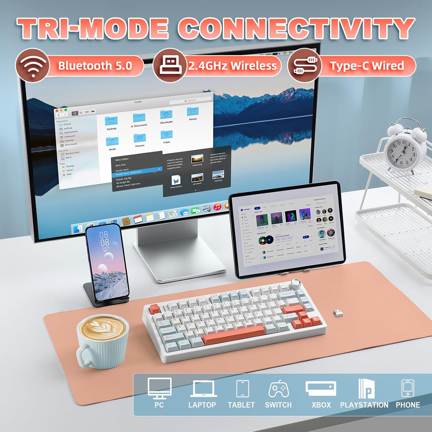 Thumbnail 2 de MIKIBY N75 V2 Mechanical Keyboard — 75% Layout with Knob, Tri-Mode Wireless & Gasket Design