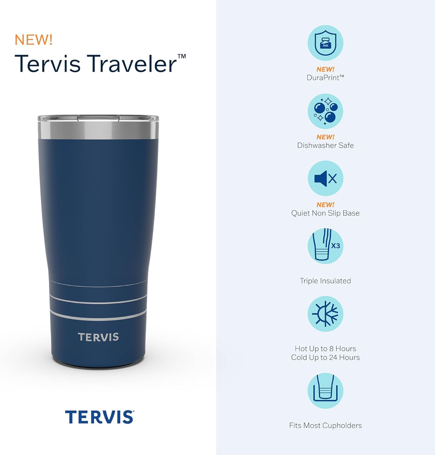 Detalle de Tervis Traveler NFL Denver Broncos Arctic Triple Insulated 20oz Tumbler Travel Cup (Stainless Steel)