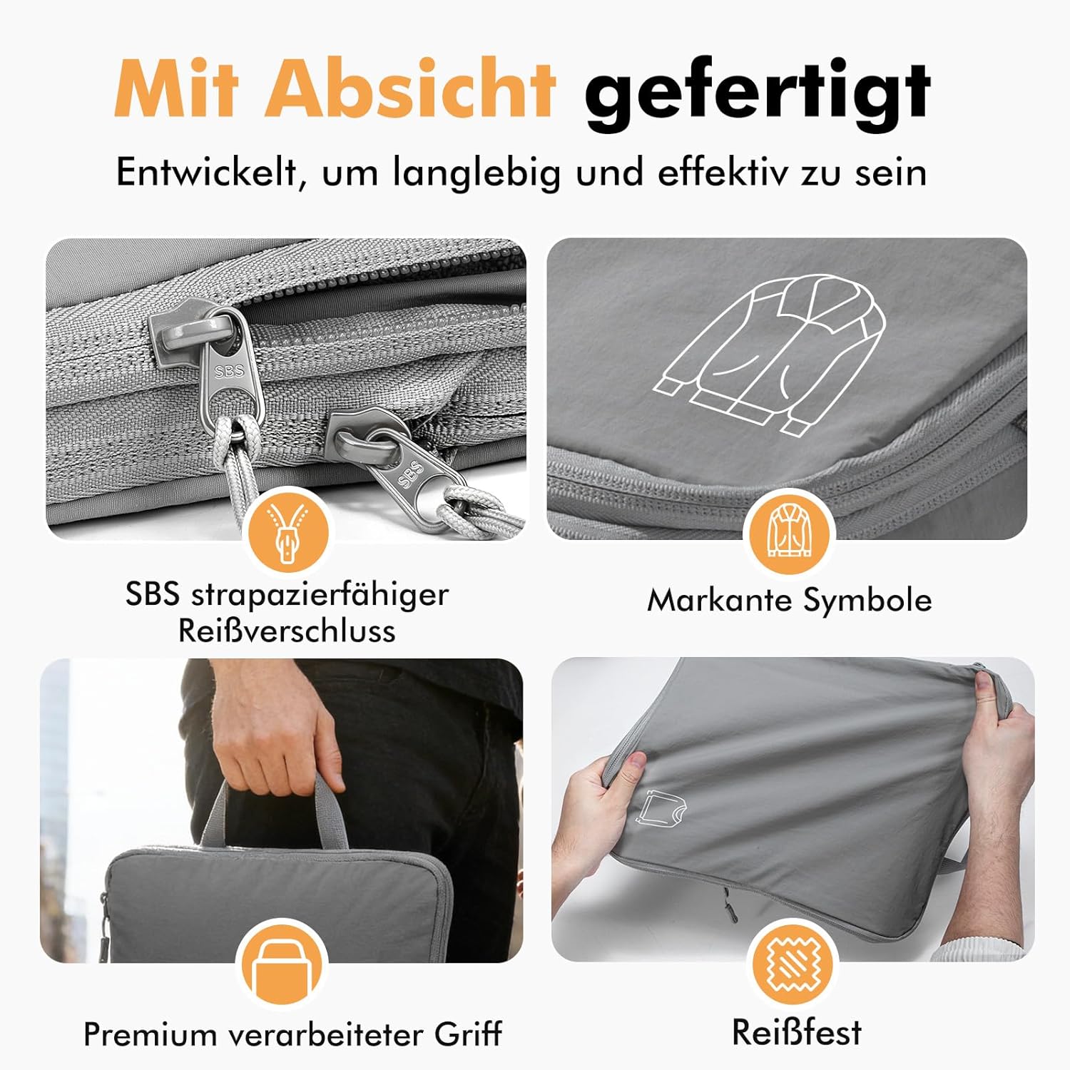Thumbnail 4 de Samfolk Compression Packing Cubes – robustes Nylon-Set mit Reißverschlüssen, 5-teilig