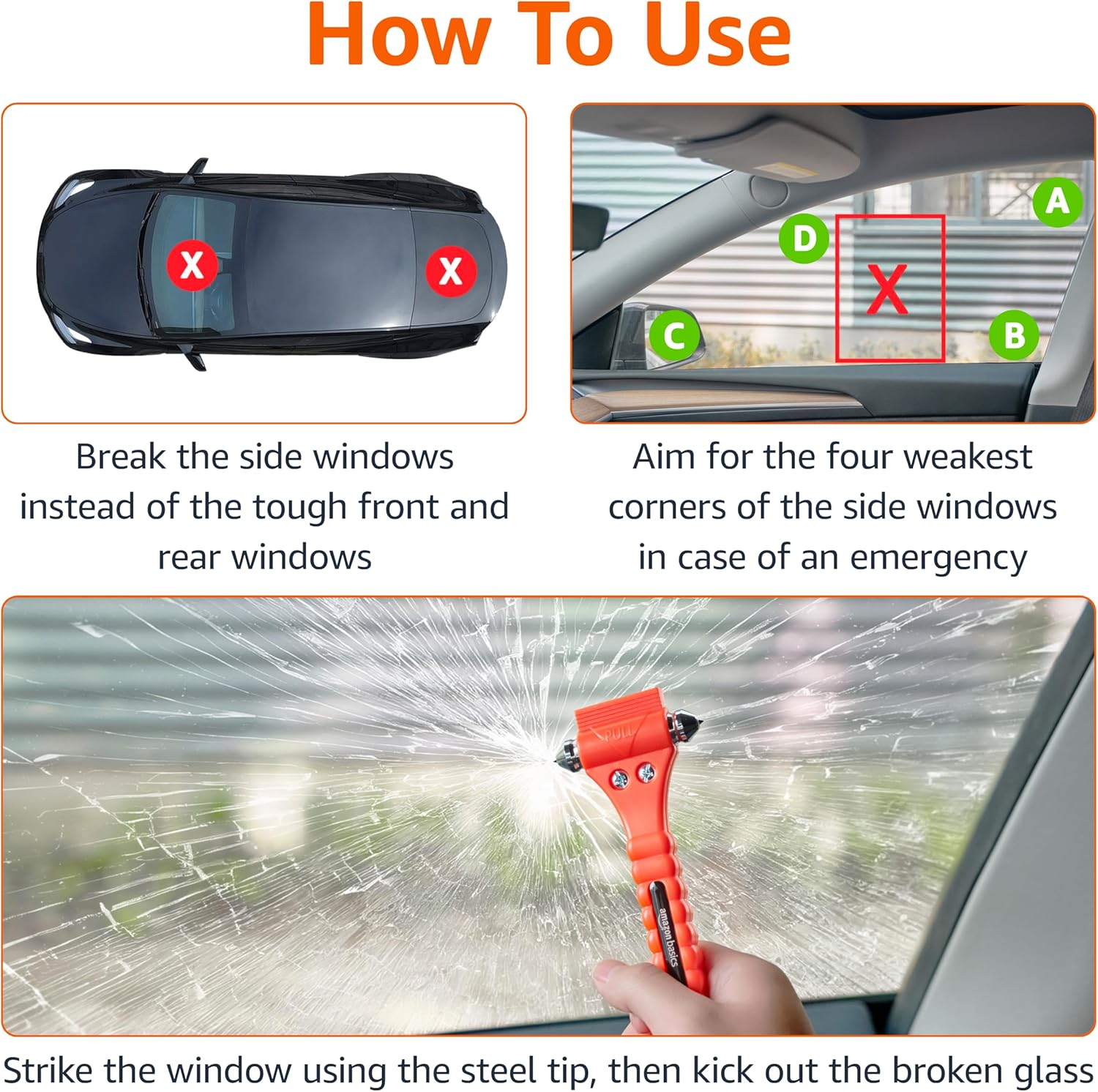 Thumbnail 2 de Amazon Basics Emergency Seat Belt Cutter and Window Hammer – 2-Pack