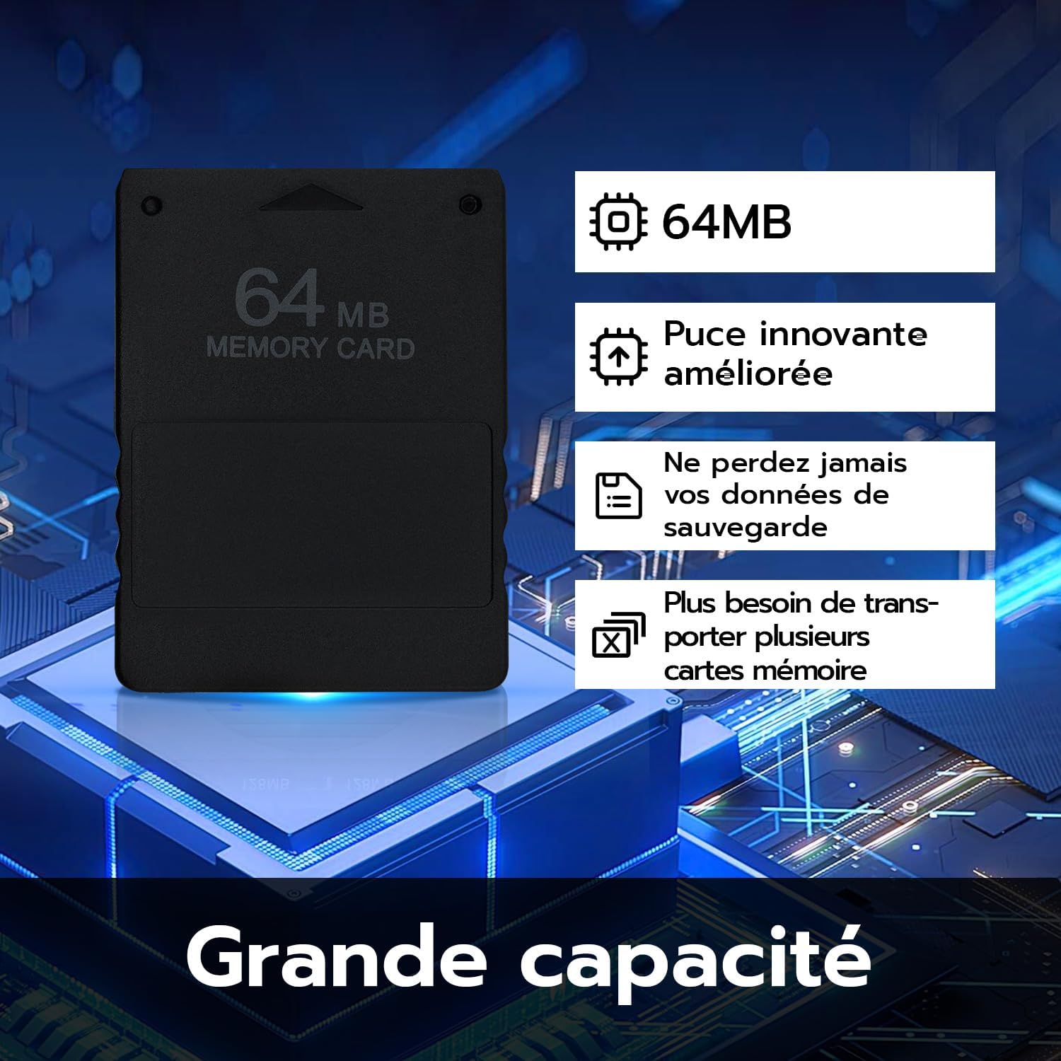 Thumbnail 2 de Wigearss Carte mémoire 64 Mo pour PS2