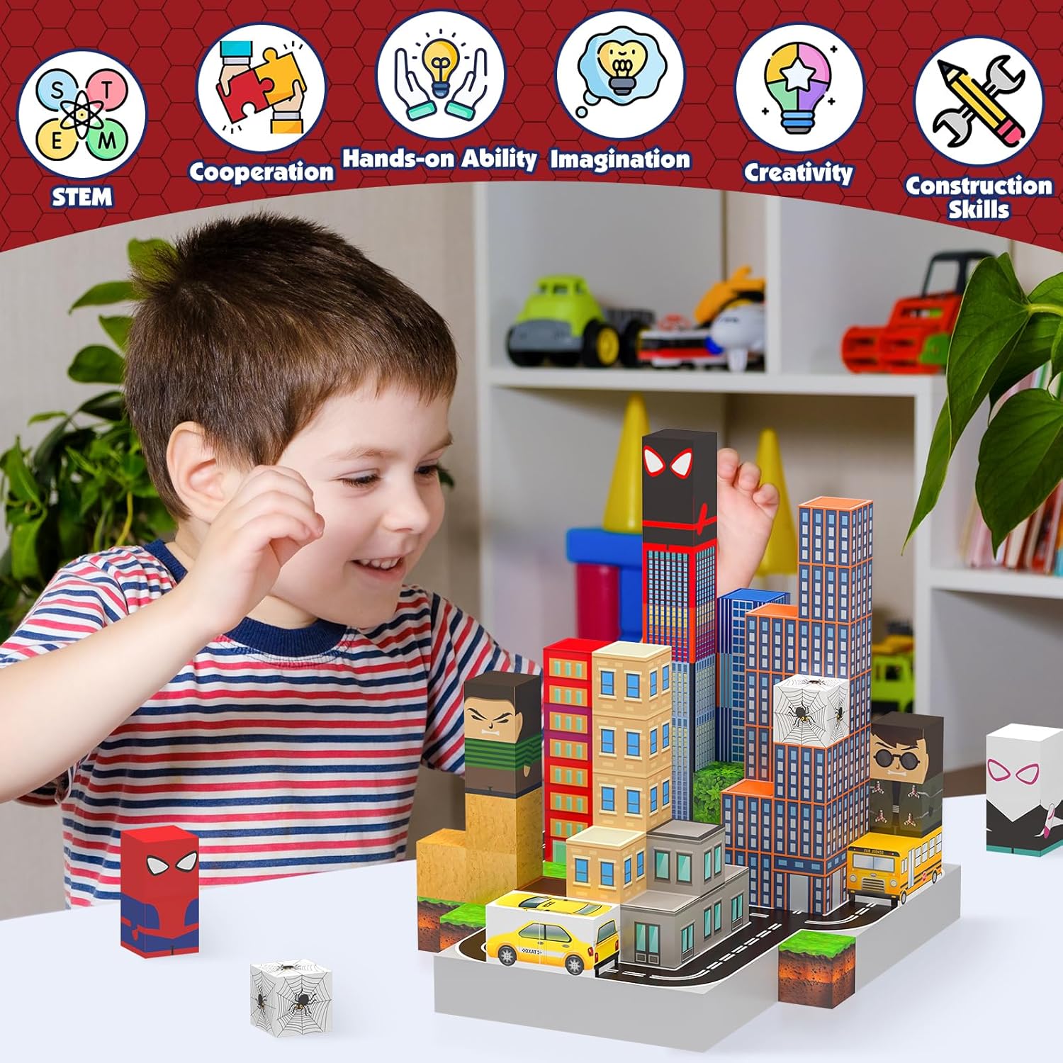 Detalle de TUKIIE Magnetic Blocks 150PCS Spider Set: 1-Inch ABS Magnetic Building Toys for Kids 6+
