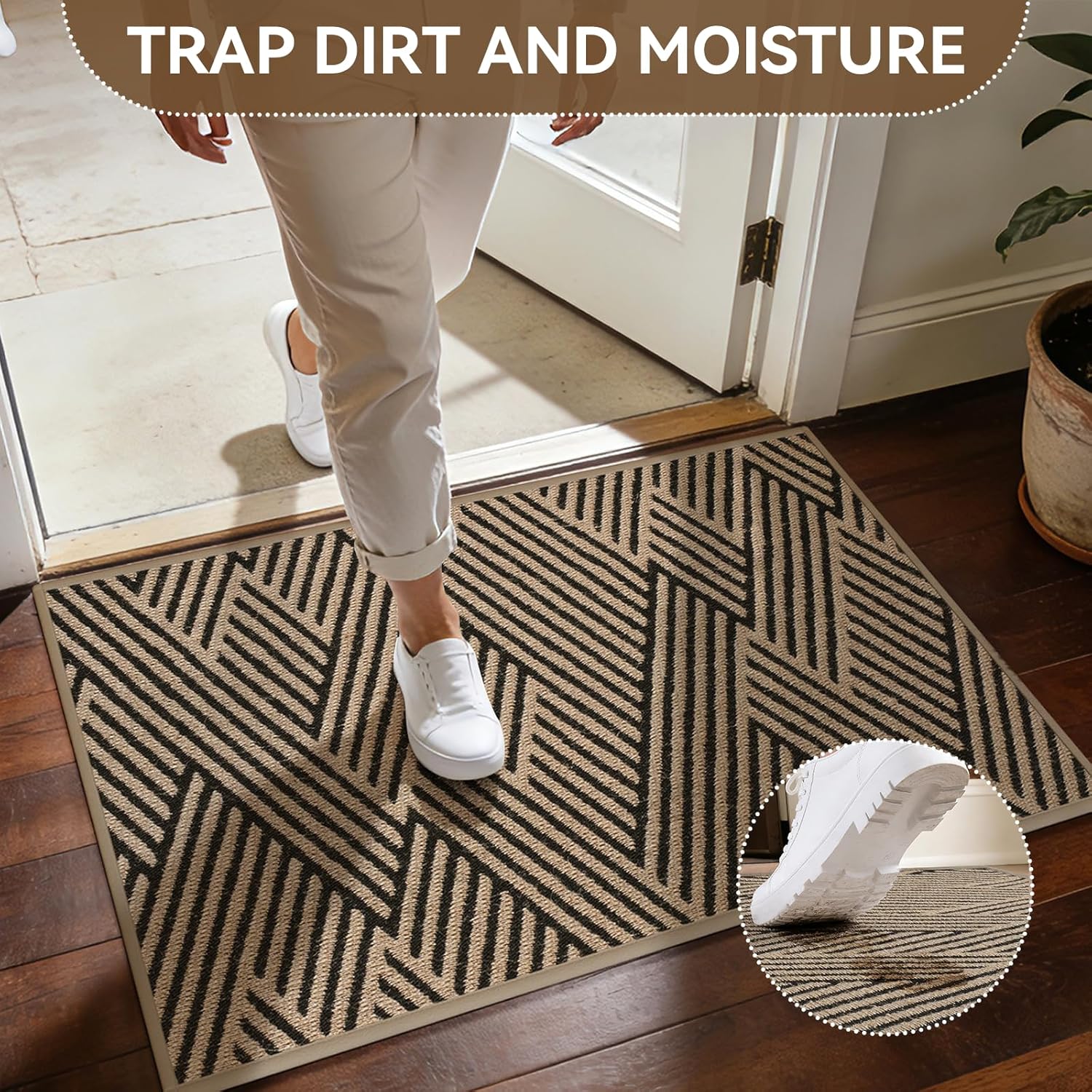 Thumbnail 4 de QiCaiJia Brown Doormat, 17" x 30", Low-Profile with Rubber Backing