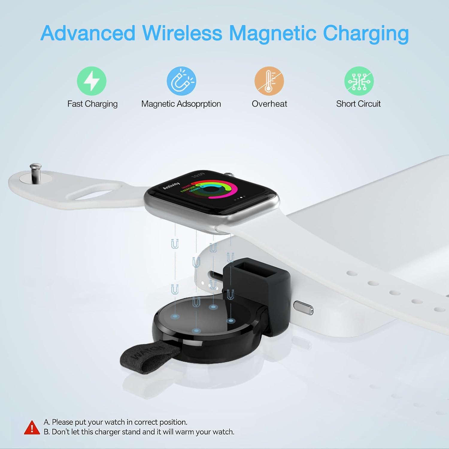 Detalle 1 de NEWDERY Wireless Charger for Apple Watch 2–3 hrs