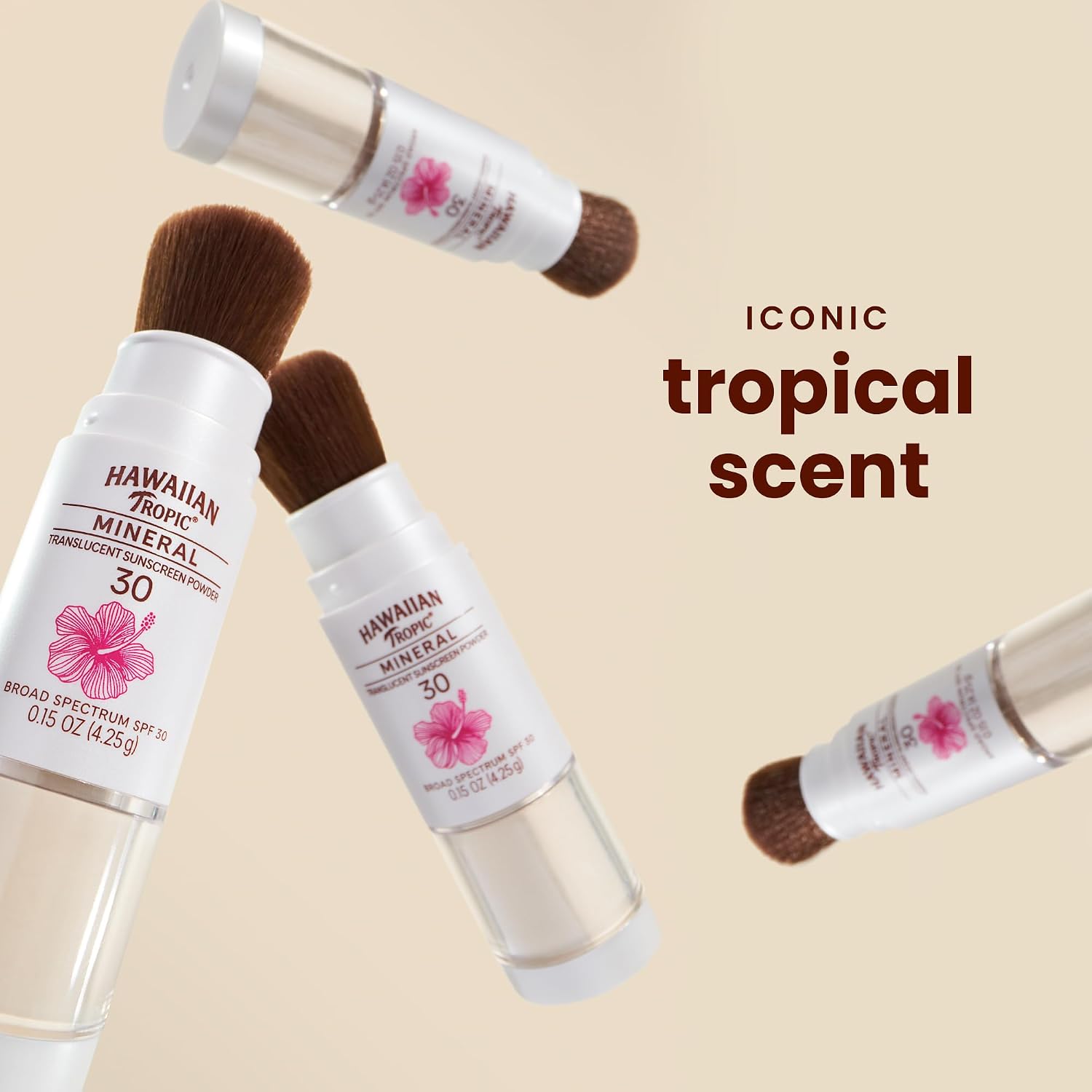 Detalle de Hawaiian Tropic Mineral Powder Sunscreen Brush SPF 30 (Zinc Oxide) — Travel Size