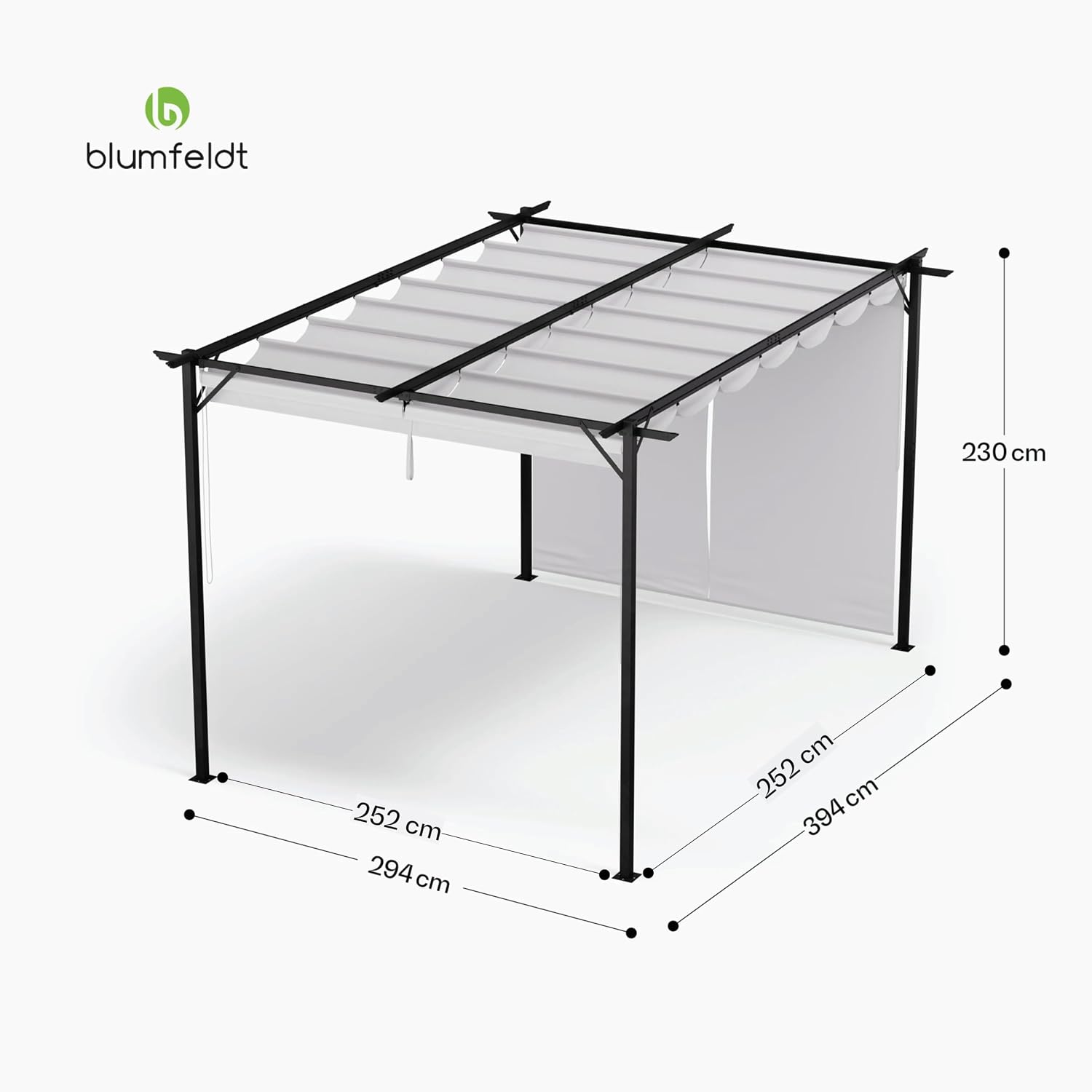 Thumbnail 6 de blumfeldt pergola 3 x 4 m met polyester dak en verstelbare zijjaloezieën