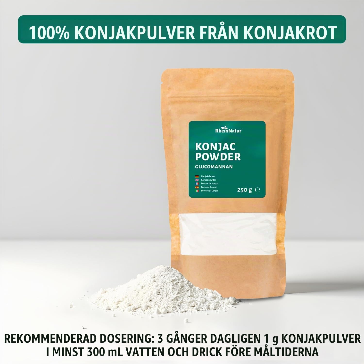 Thumbnail 1 de RheinNatur Konjacpulver 250 g – glukomannan som kostfiber och förtjockningsmedel