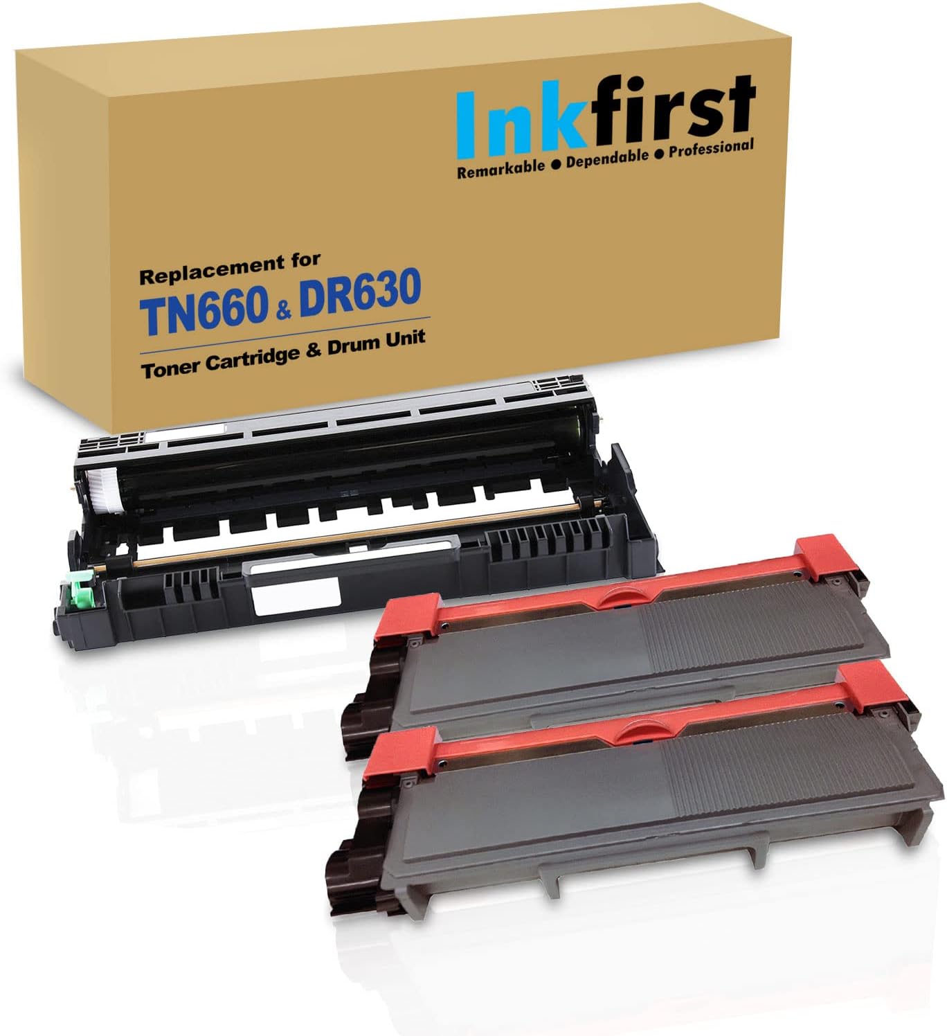 Inkfirst 3-Pack DR630 TN660 Compatible Toner and Drum Set, Black