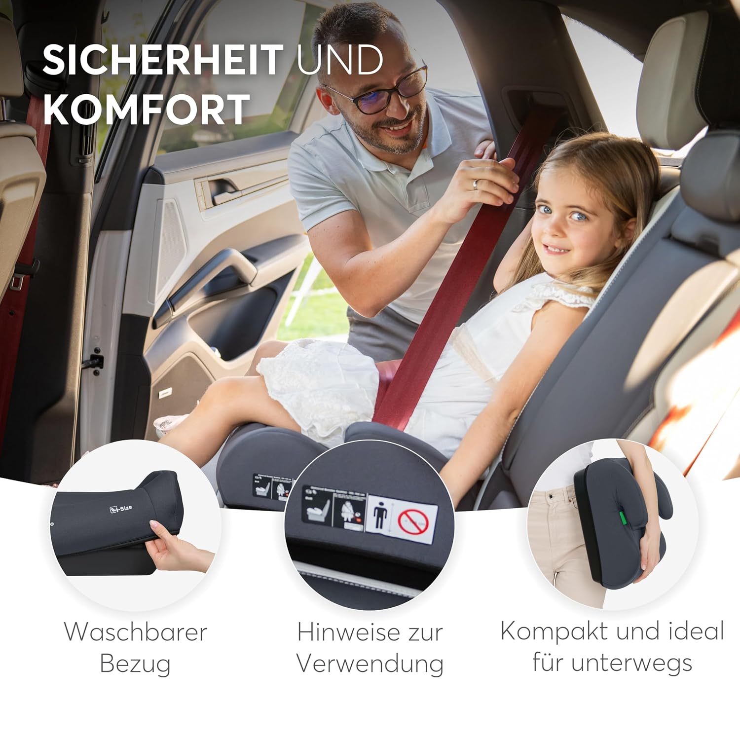 Thumbnail 5 de KikkaBoo Sitzerhöhung Auto i-UP (i-Size), 125–150 cm, 22–36 kg, Grau – Gruppe 3