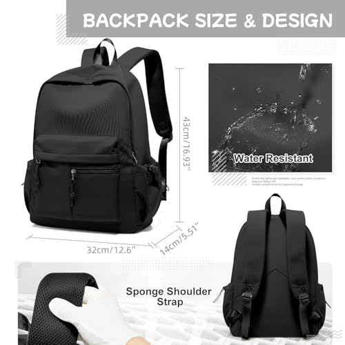Thumbnail 2 de HYC00 Mochila Escolar para niñas adolescentes – 19 L, 14 pulgadas, impermeable, negro