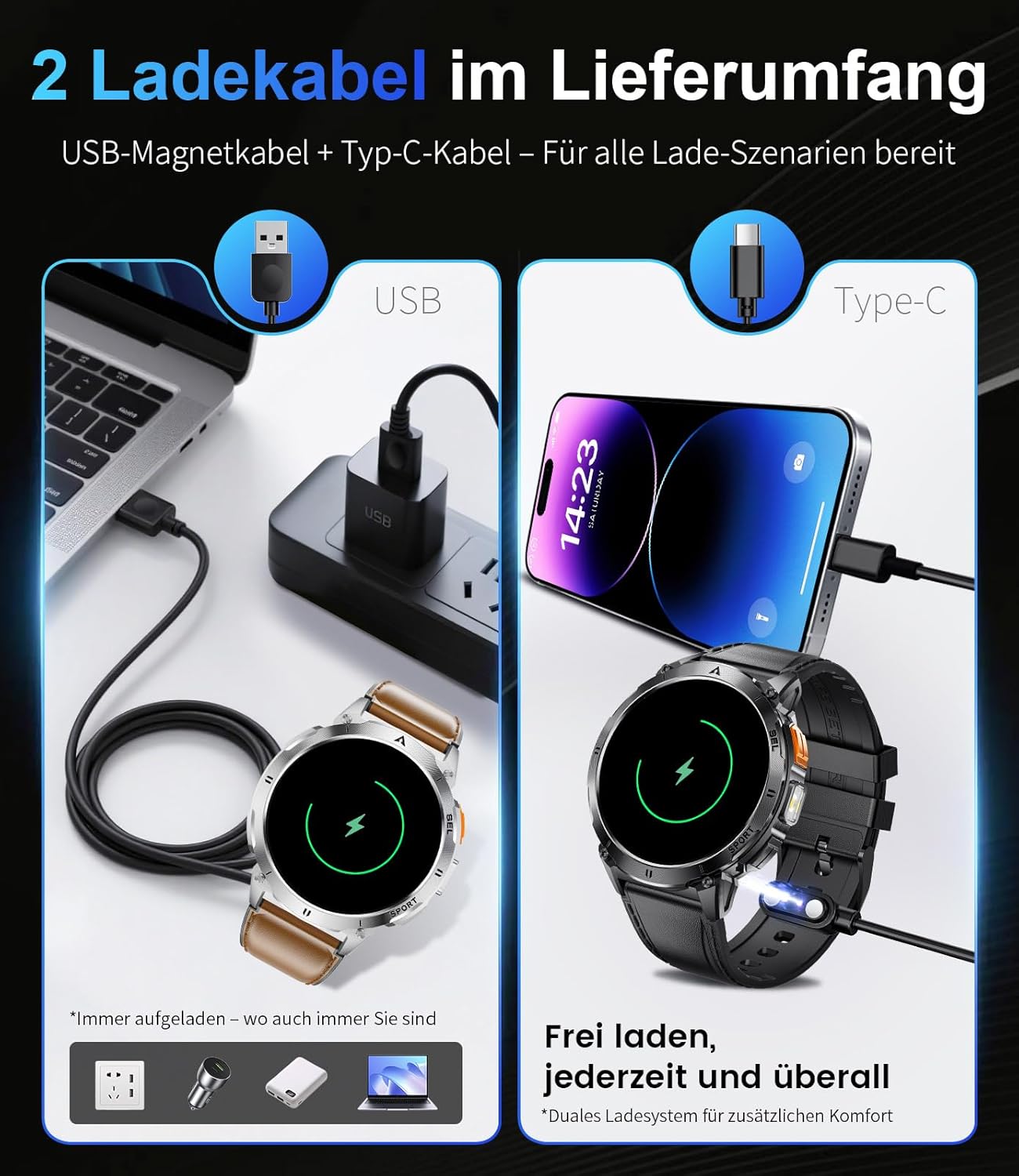 Thumbnail 3 de Montre Connectée Homme avec Torche LED et Écran AMOLED 1,62'' – 119 modes sportifs