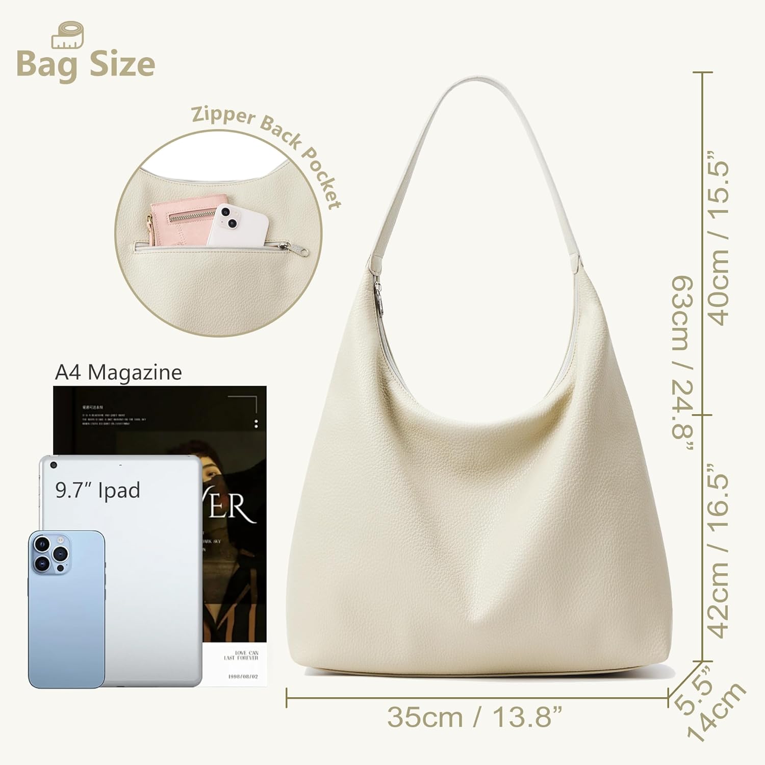 Detalle de KALIDI vegan leather tote bag large capacity