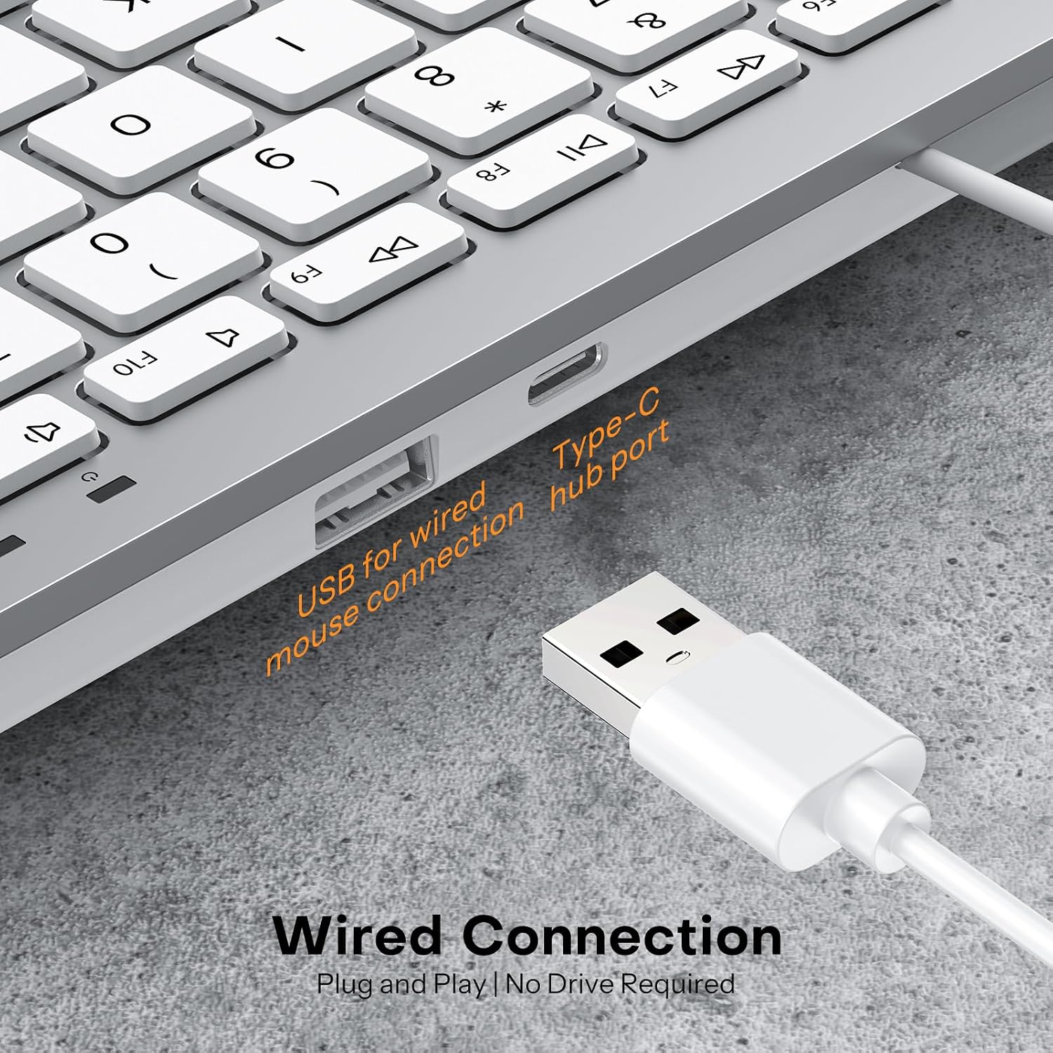 Thumbnail 4 de OMOTON Wired Keyboard and Mouse Combo for Mac (UK QWERTY, USB/Type-C) - Silver