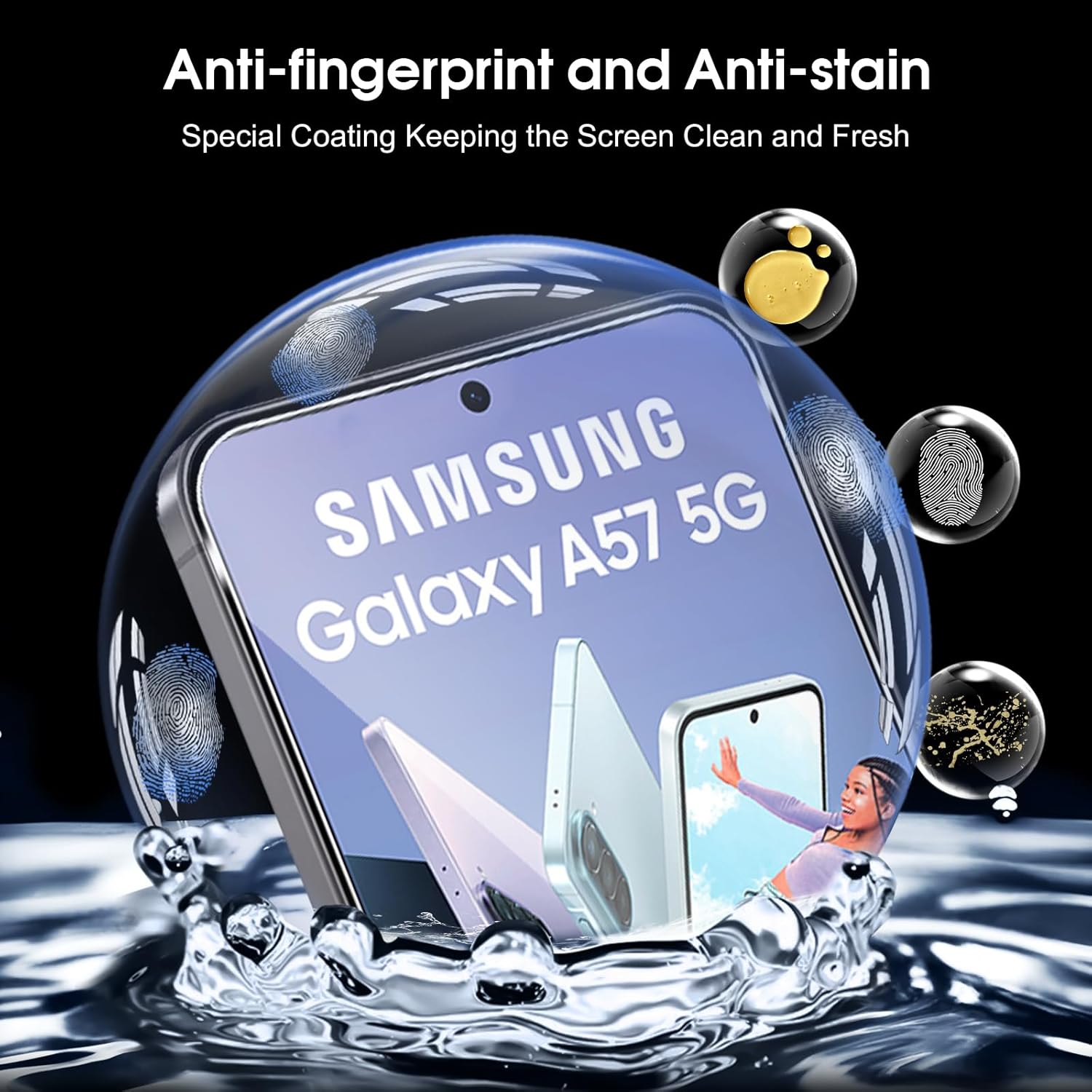 Thumbnail 1 de LiiLaa Schutzfolie für Samsung Galaxy A57 5G – Panzerglas 9H, Anti-Fingerprint, 2er Pack, Auto-Installation