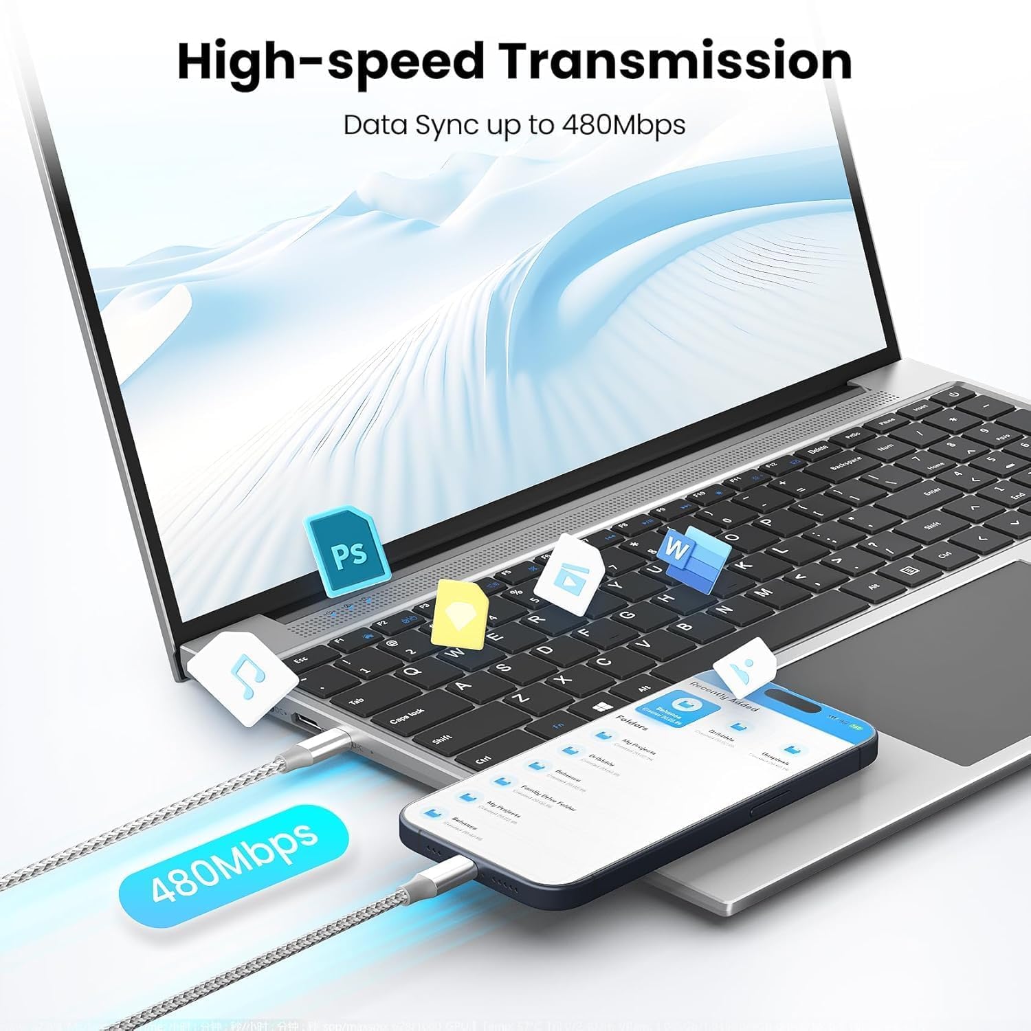 Thumbnail 5 de KYEHD USB C Cable 10FT 60W fast charging cable