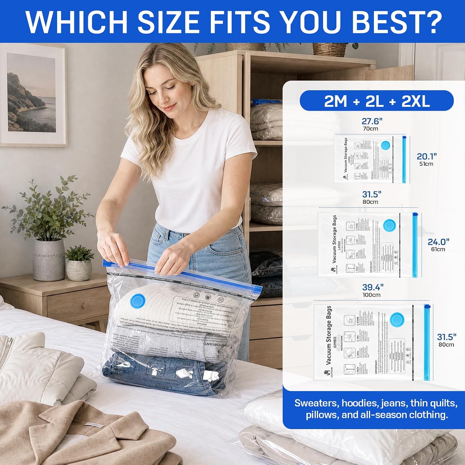 Thumbnail 2 de CaptainFive Vacuum Storage Bags 6-Pack 3 Sizes