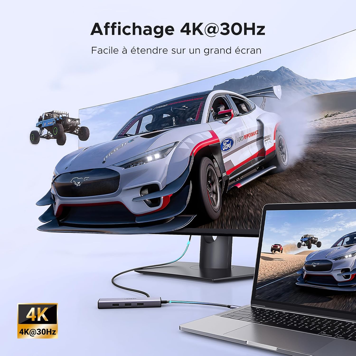 Thumbnail 2 de UGREEN Revodok 1061 Hub USB C 6 en 1 – Ethernet Gigabit, HDMI 4K, PD 100W et 3 USB 3.0