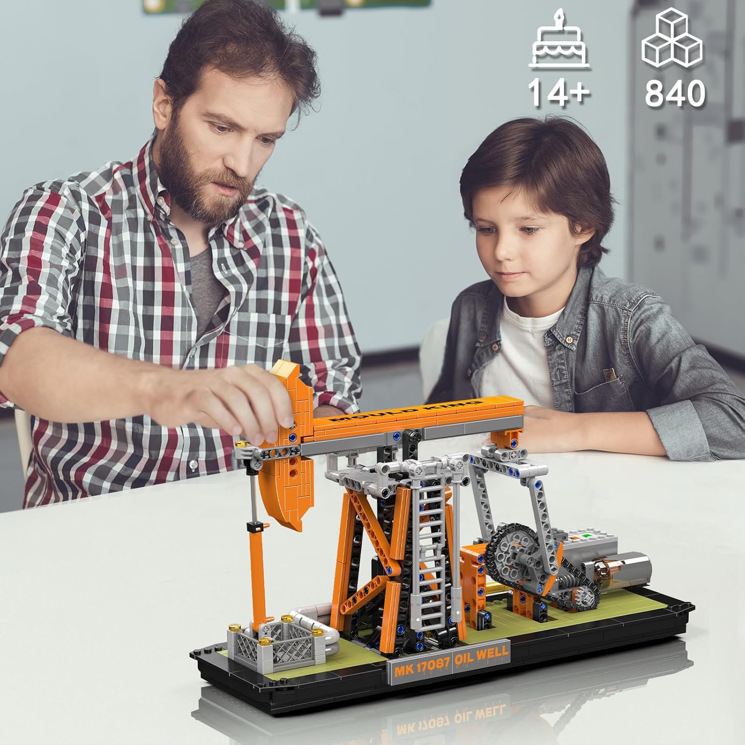 Thumbnail 1 de Mould King Technik Bohrturm Bauset mit Motor – 840 Teile, Ölförderplattform im Industrie-Design