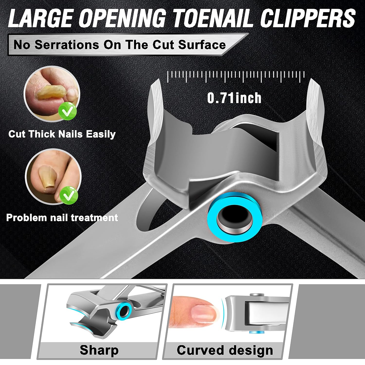 Detalle 2 de Aucurwen Heavy Duty Toenail Clippers 7pcs ✂
