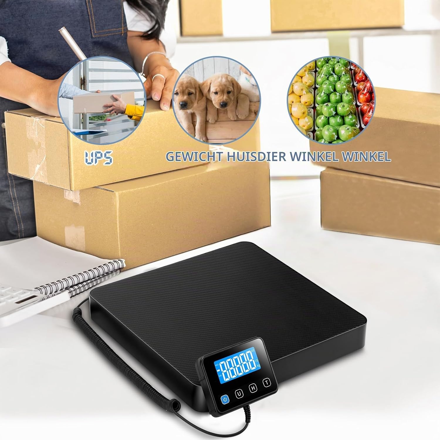 Thumbnail 1 de Drcowu P2H platformweegschaal voor pakketten, tot 200 kg met lcd en tarra