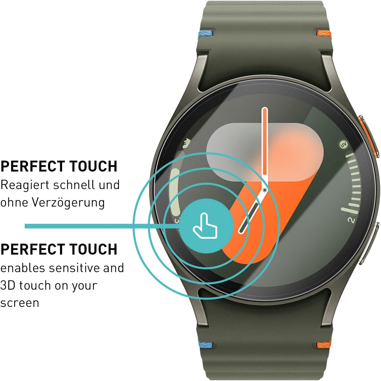 Detalle de SmarTect Glass Screen Protector for Samsung Galaxy Watch 7 40mm, 3-Pack, 9H