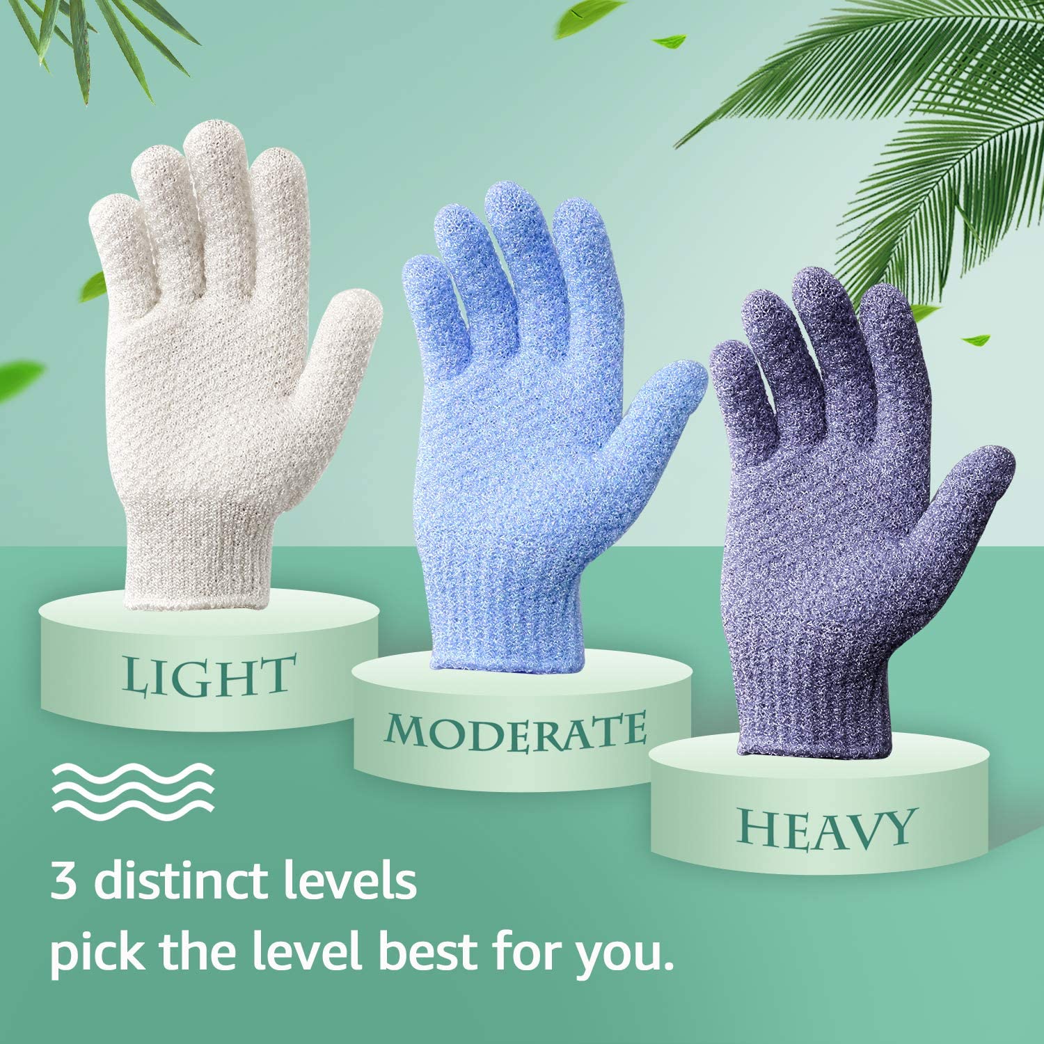 Detalle 1 de Evridwear Exfoliating Dual Texture Bath Gloves (1 Pair) for Shower, Spa & Body Scrubs