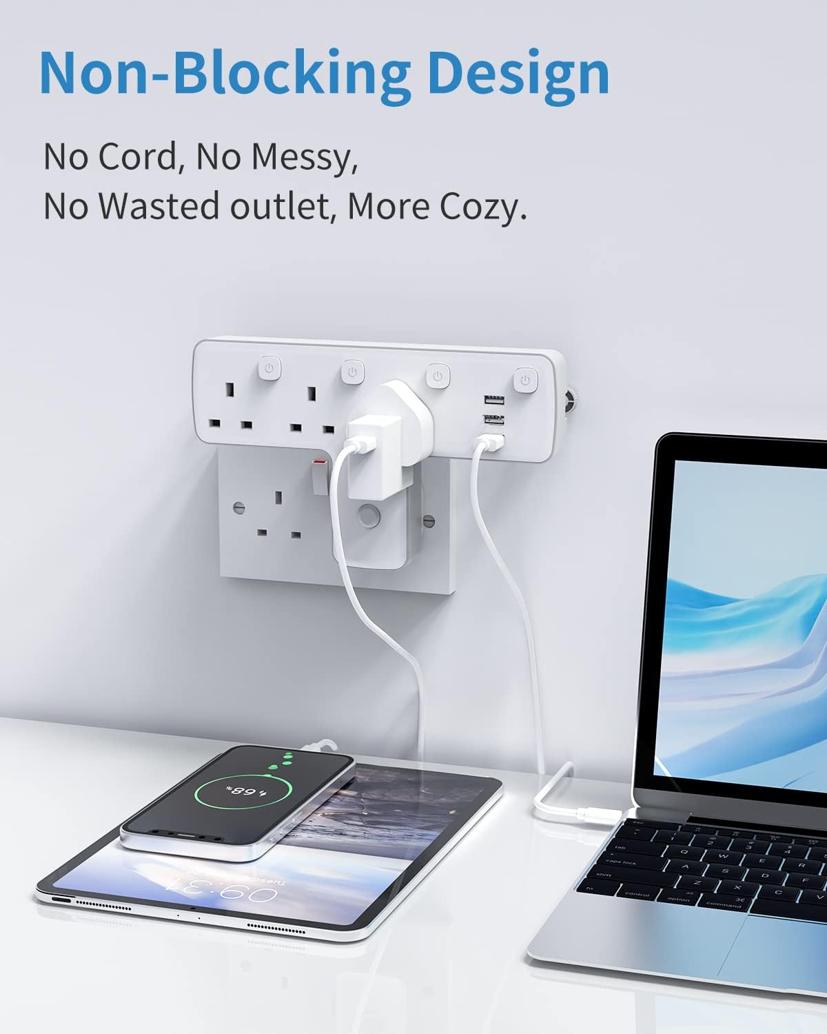 Detalle 2 de Mscien 3 Way Extension Plug with USBs