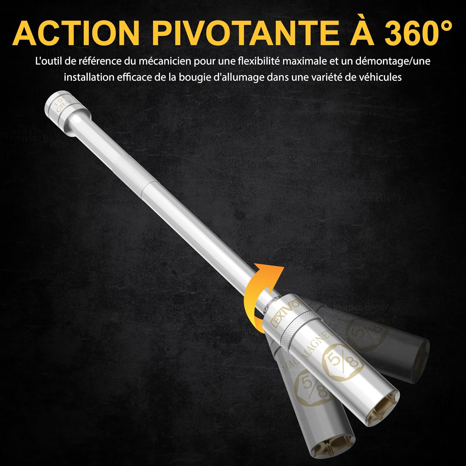 Thumbnail 1 de LEXIVON Clé à Bougie LX-122, Douille 16 mm, Longueur 25 cm – extraction magnétique pivotante pour voitures et motos