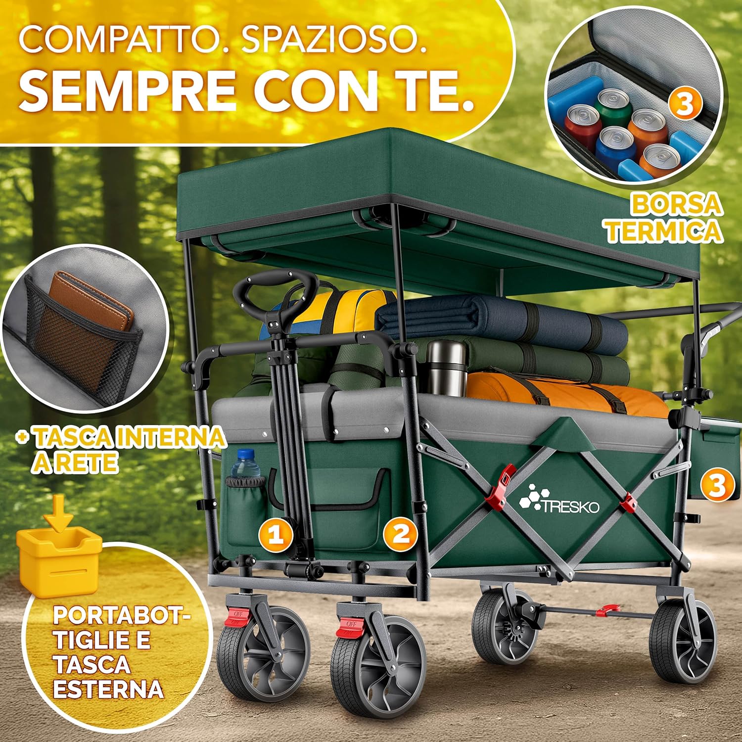 Thumbnail 2 de TRESKO Carrello pieghevole con tetto 150 kg