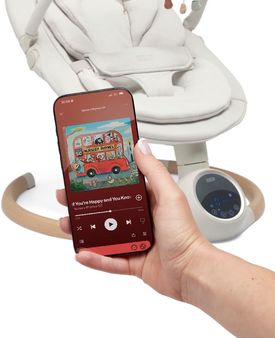 Detalle de Mamas & Papas Alto Smart Baby Swing (Cashmere): touchscreen, 5 speeds, Bluetooth and remote