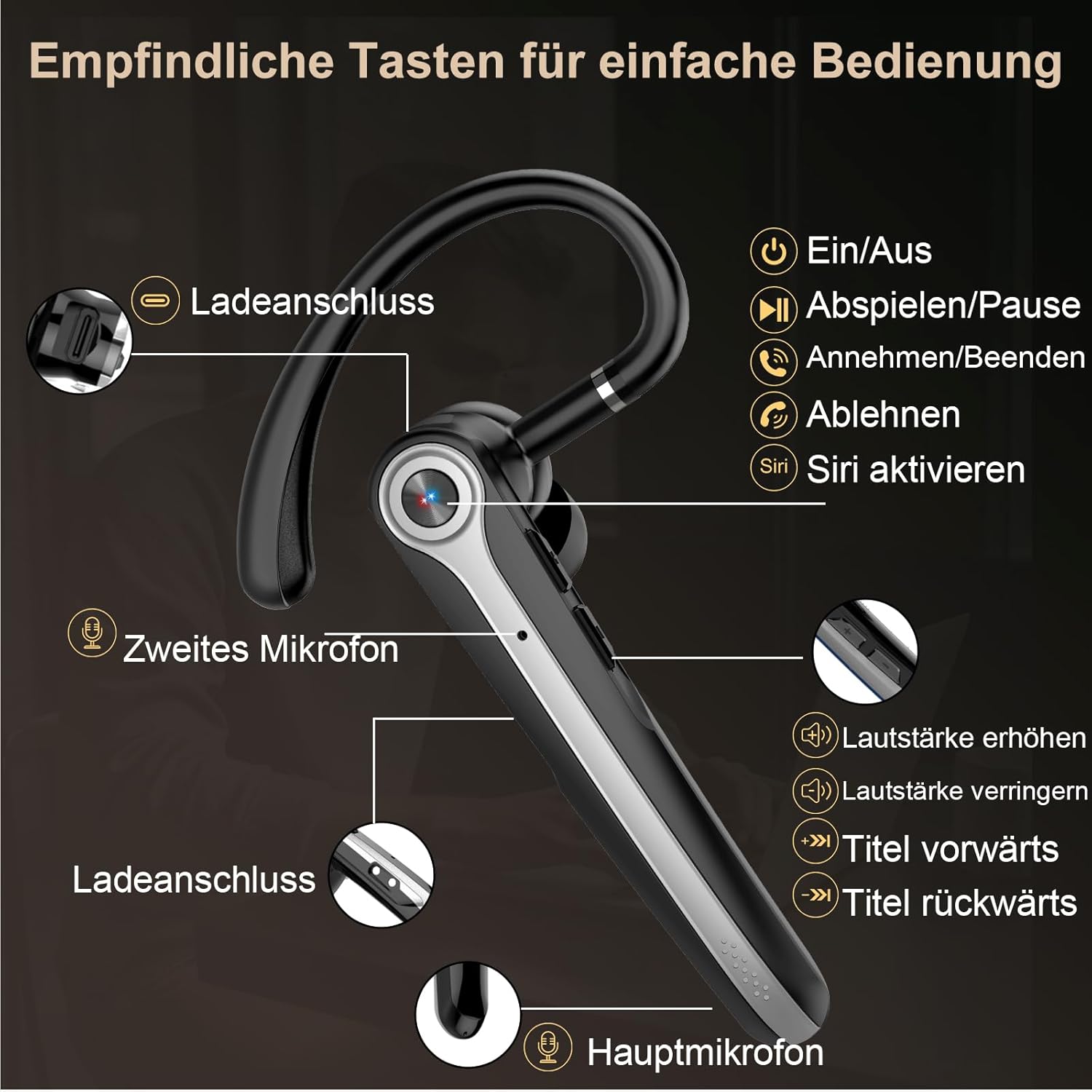 Thumbnail 6 de Bluetooth Headset 5.4 mit CVC 8.0