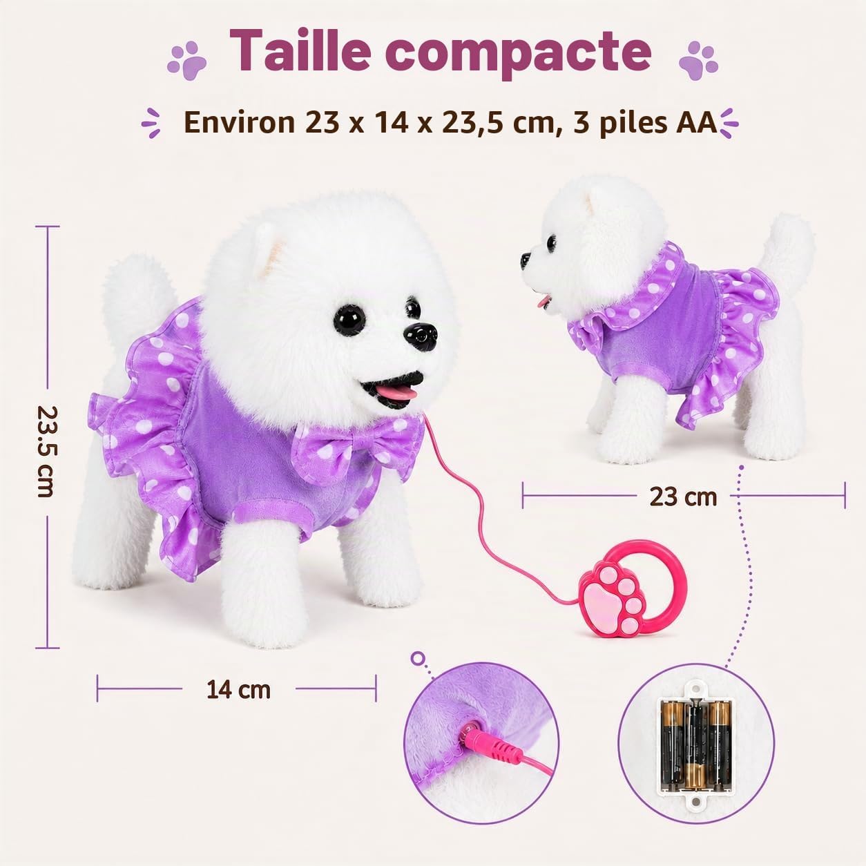 Thumbnail 5 de GOBRILLFUN DOG interactieve pluche puppy met verzorgingsset en leiband
