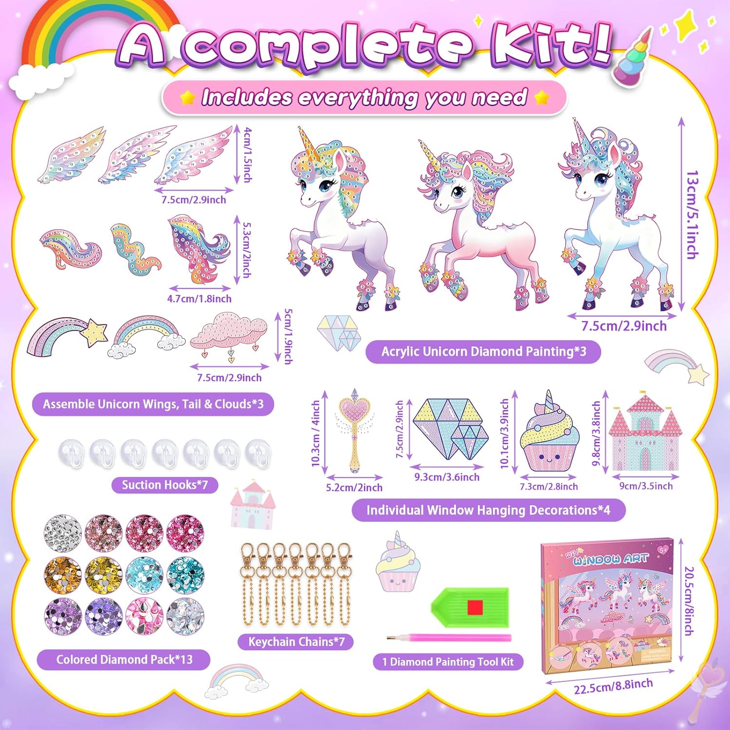 Thumbnail 6 de Gifts for 5–10 Year Old Girls: Diamond Unicorn Arts & Crafts Kit for Window Sun Catchers