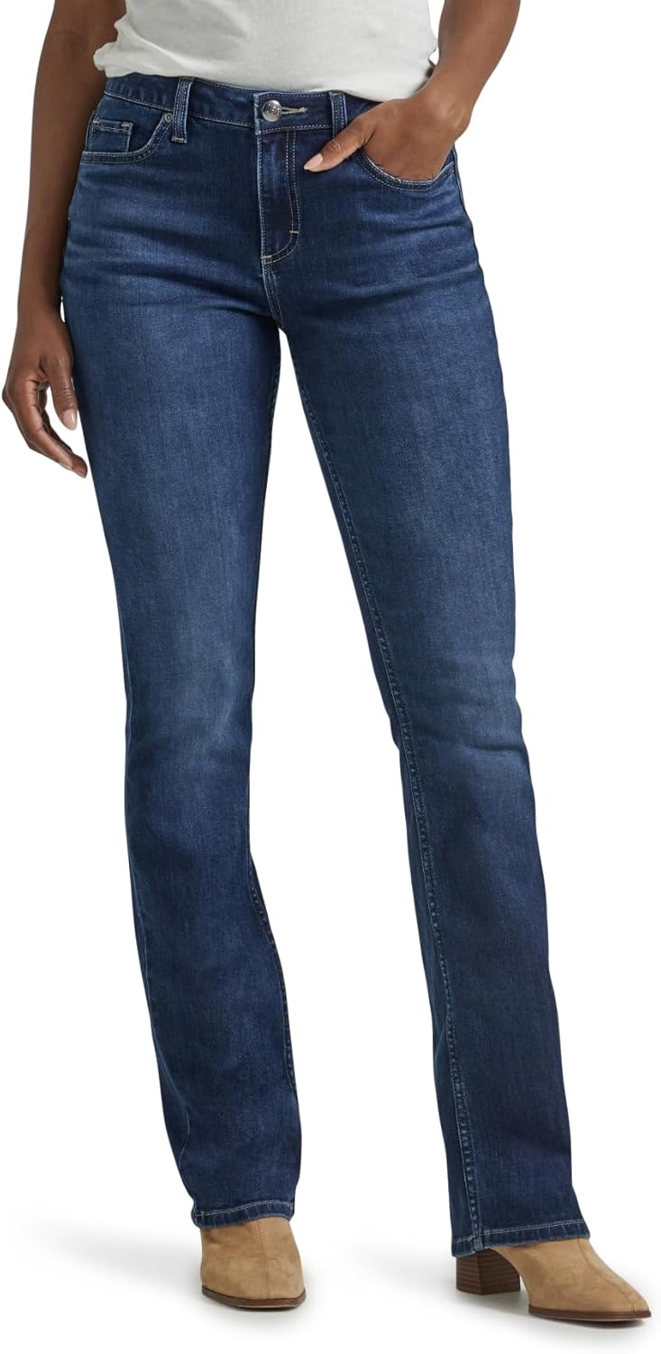 Detalle de Lee Jean Bootcut légendaire – Taille mi-haute pour Femme, Rivers Edge, 38