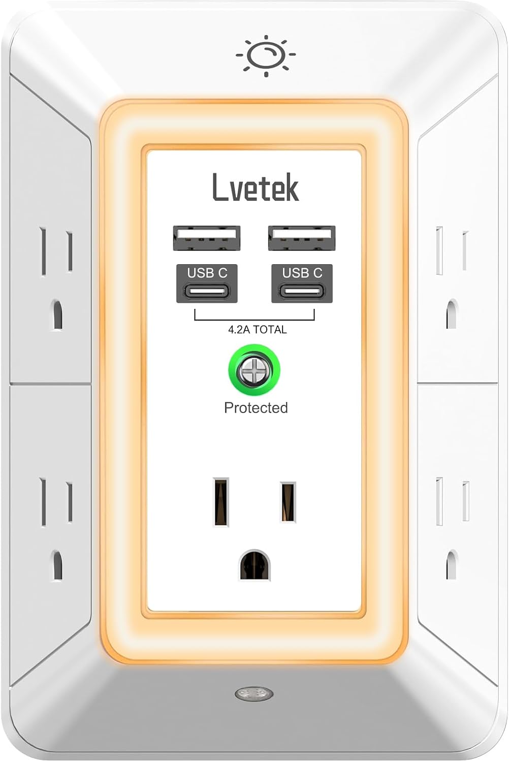 Detalle de Lvetek Wall Outlet Surge Protector, 5 Outlets