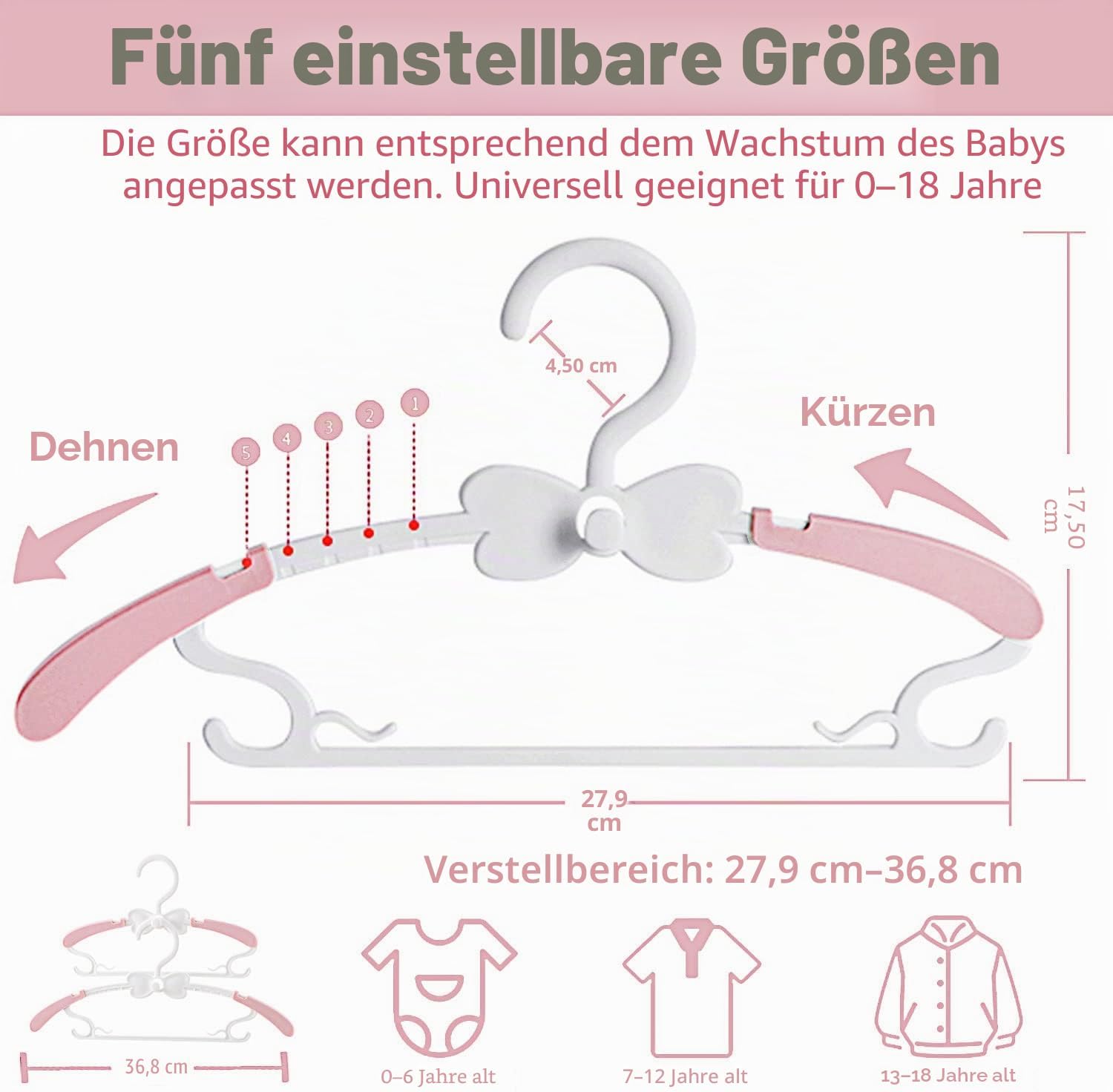 Detalle 2 de Kleiderbügel Kinder 20 Stück 29–37 cm
