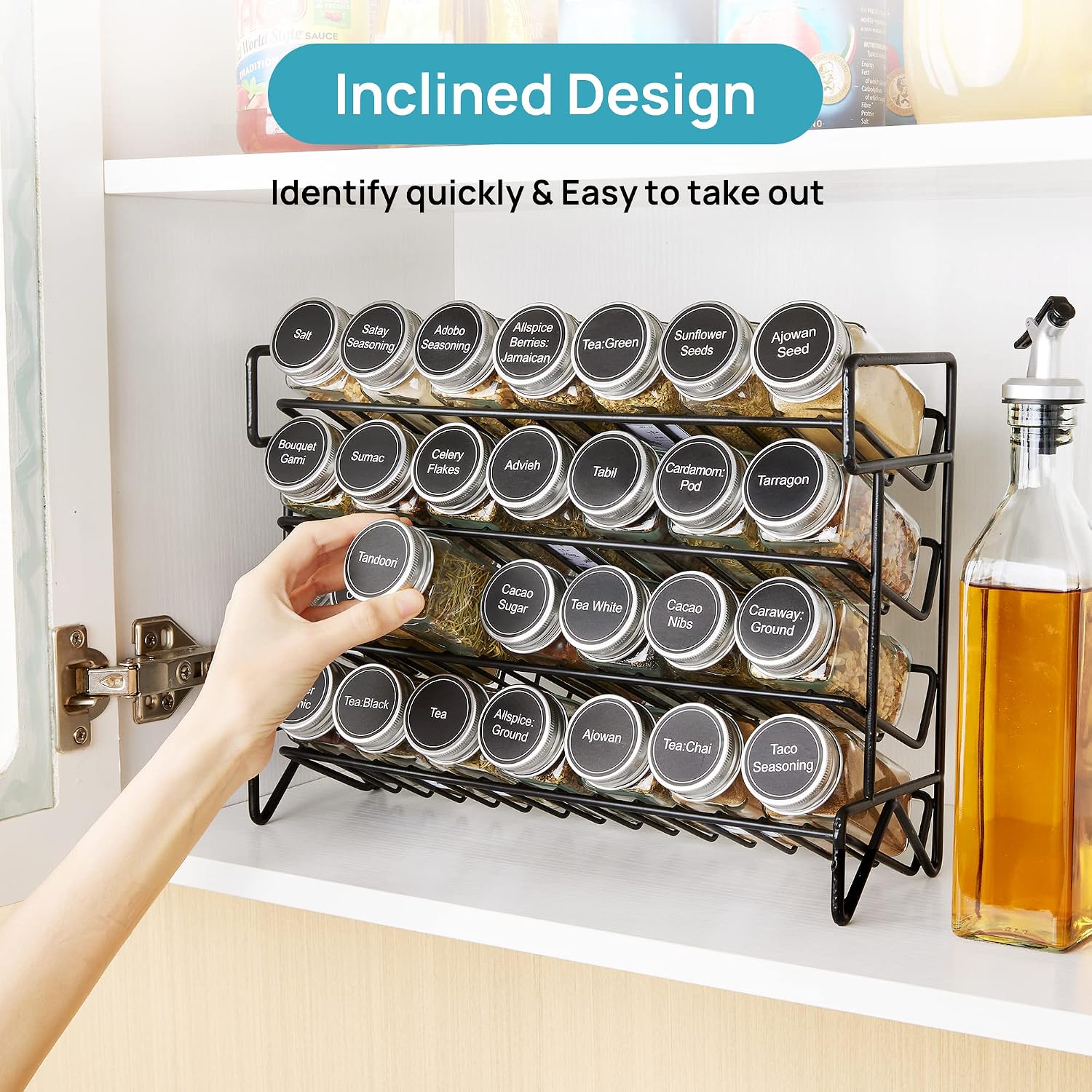 Thumbnail 3 de Vtopmart Model 1 4-Tier Spice Rack with 28 Glass Jars and 432 Labels