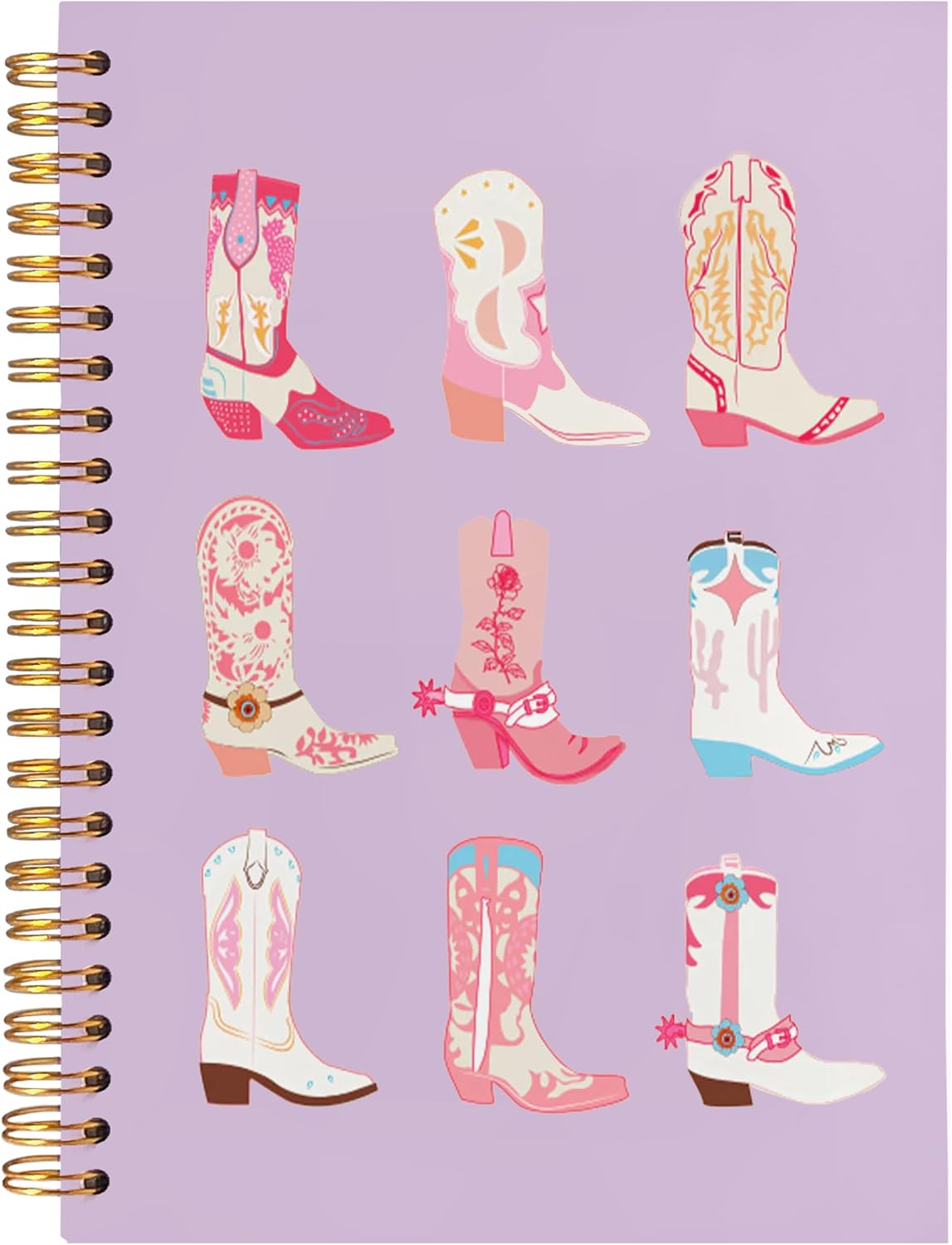 Detalle de BearCake Cowgirl Boot Notebook, 5.5 x 8.3-Inch Purple Spiral Journal