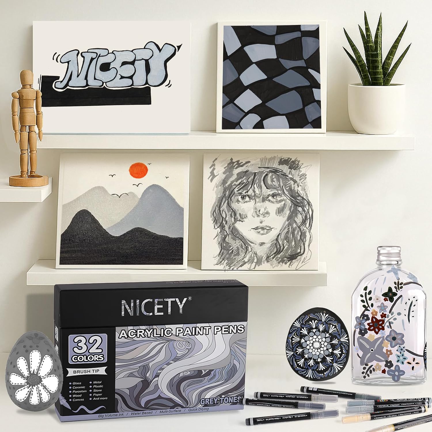 Thumbnail 6 de NICETY 32 Colours Acrylic Paint Pens 1-5mm