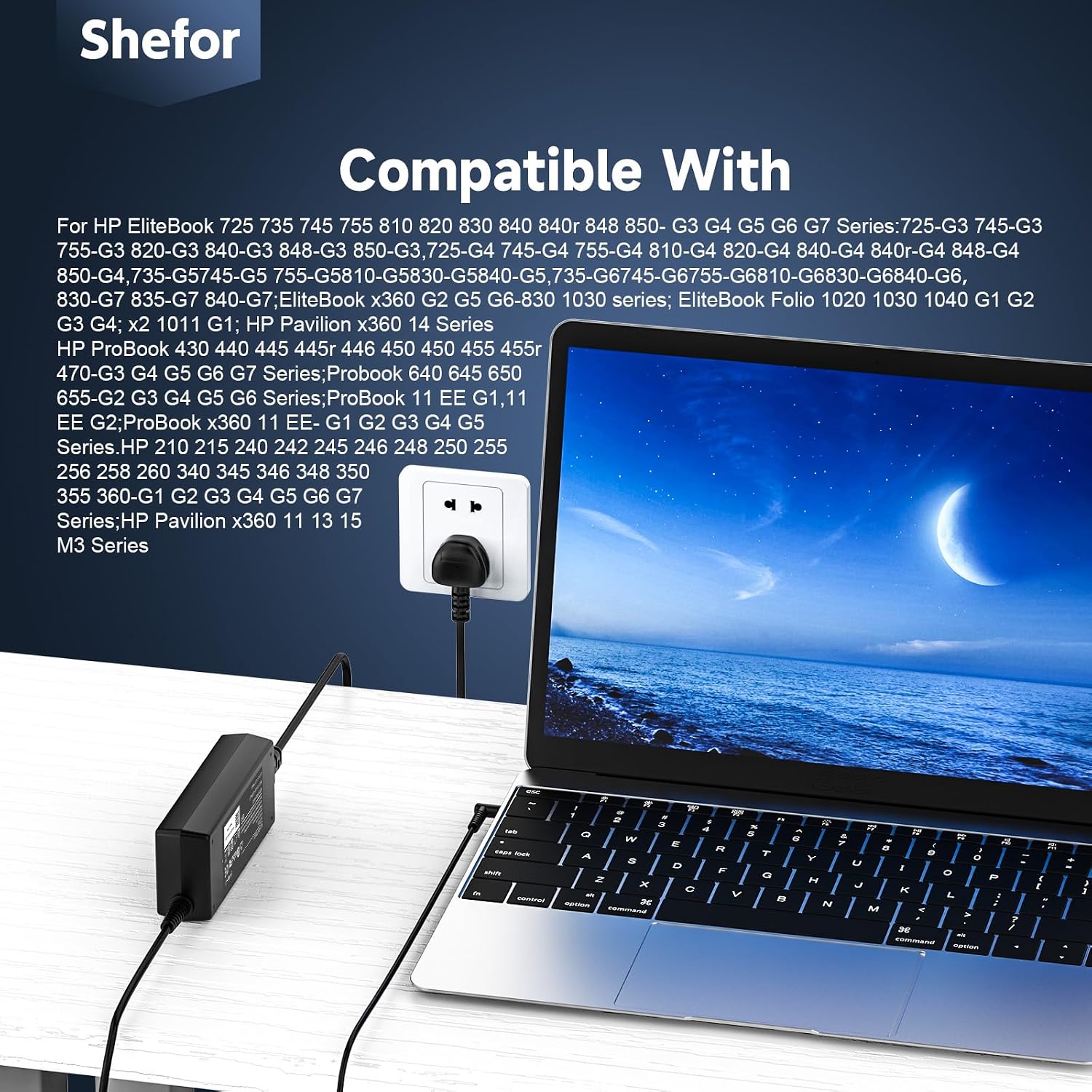 Detalle 2 de shefor 90W Laptop Charger for HP laptops 4.5×3mm