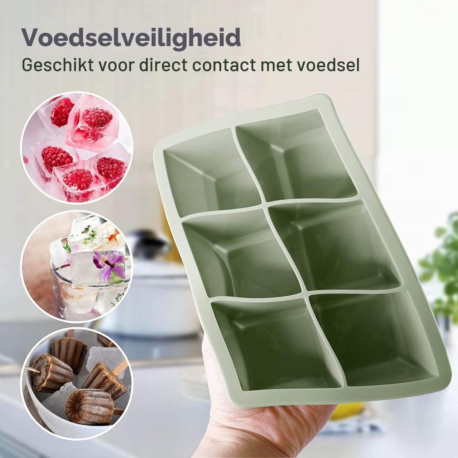 Thumbnail 6 de Jisile Square-3 siliconen ijsblokjesvormen, set van 3 met XL-blokjes van 5 cm