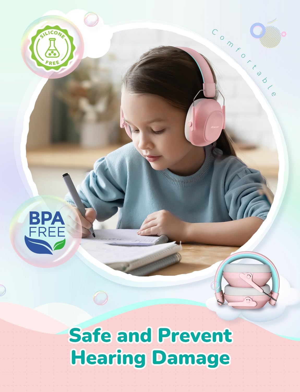 Detalle de iClever children ear defenders SNR 29dB