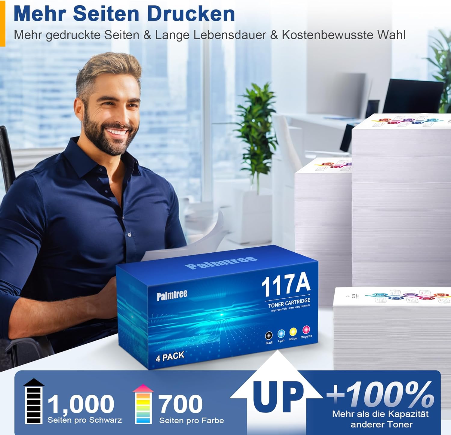 Thumbnail 4 de Palmtree 117A Toner-Set für HP Color Laser MFP (4er-Pack) – Schwarz, Cyan, Gelb, Magenta