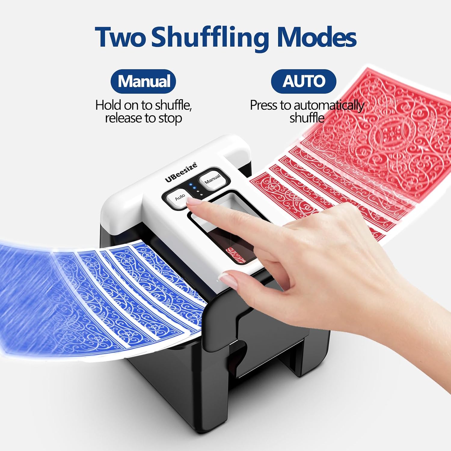 Detalle de UBeesize Automatic Card Shuffler: Rechargeable 1-4 Deck Shuffling Machine