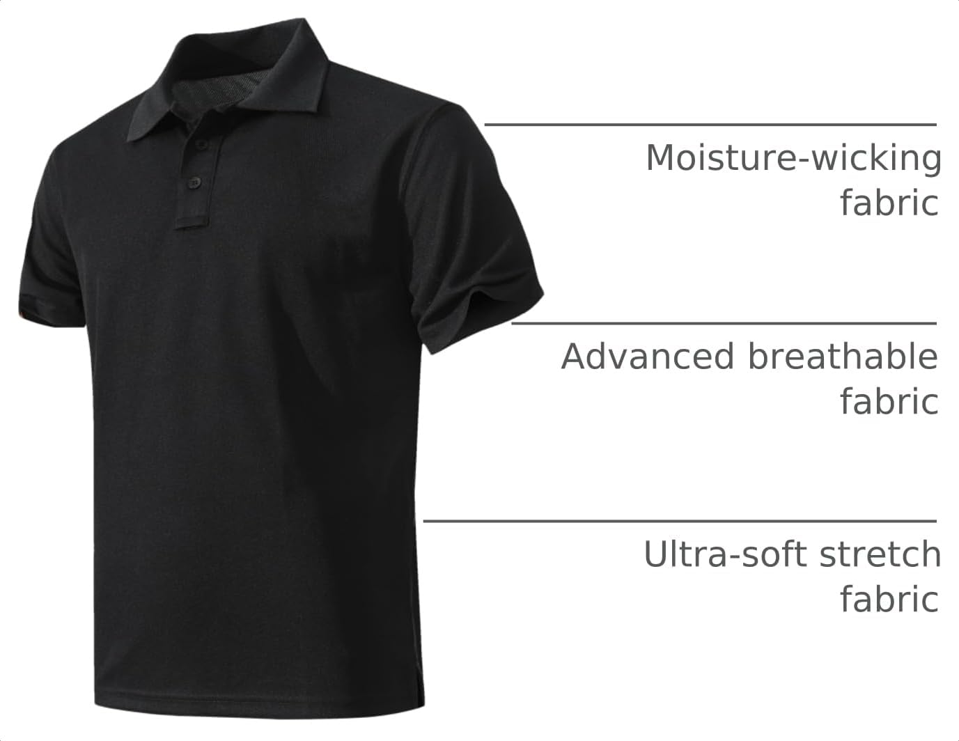 Detalle 2 de KAOKLRNI Men's Quick-Dry Active Polo Shirt: Short Sleeve performance for golf, tennis, and daily wear