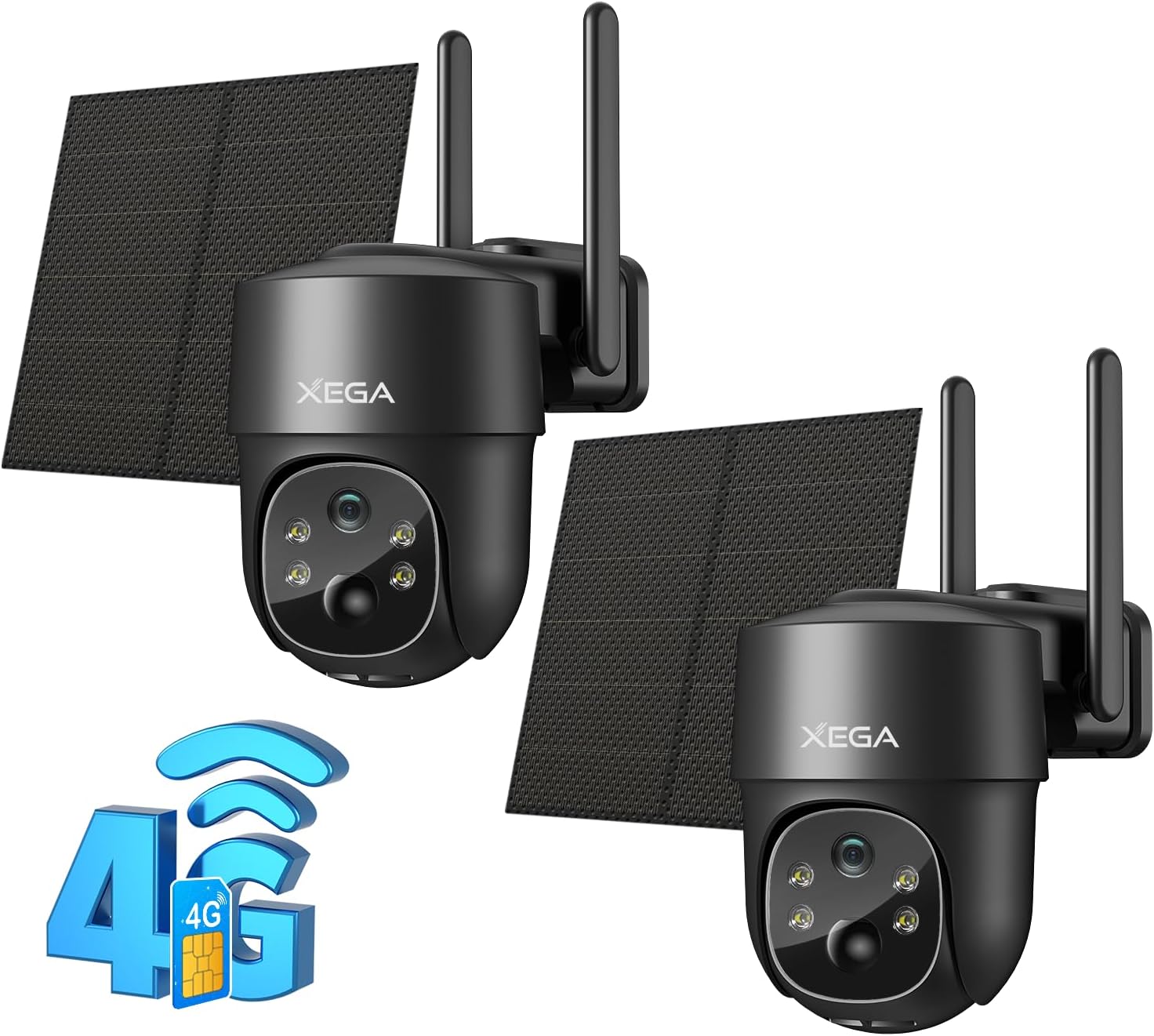 Imagen de Xega 2 Pack 4G LTE Cellular Solar Security Camera – 2K HD, Outdoor PTZ, No WiFi en OfertitasTOP