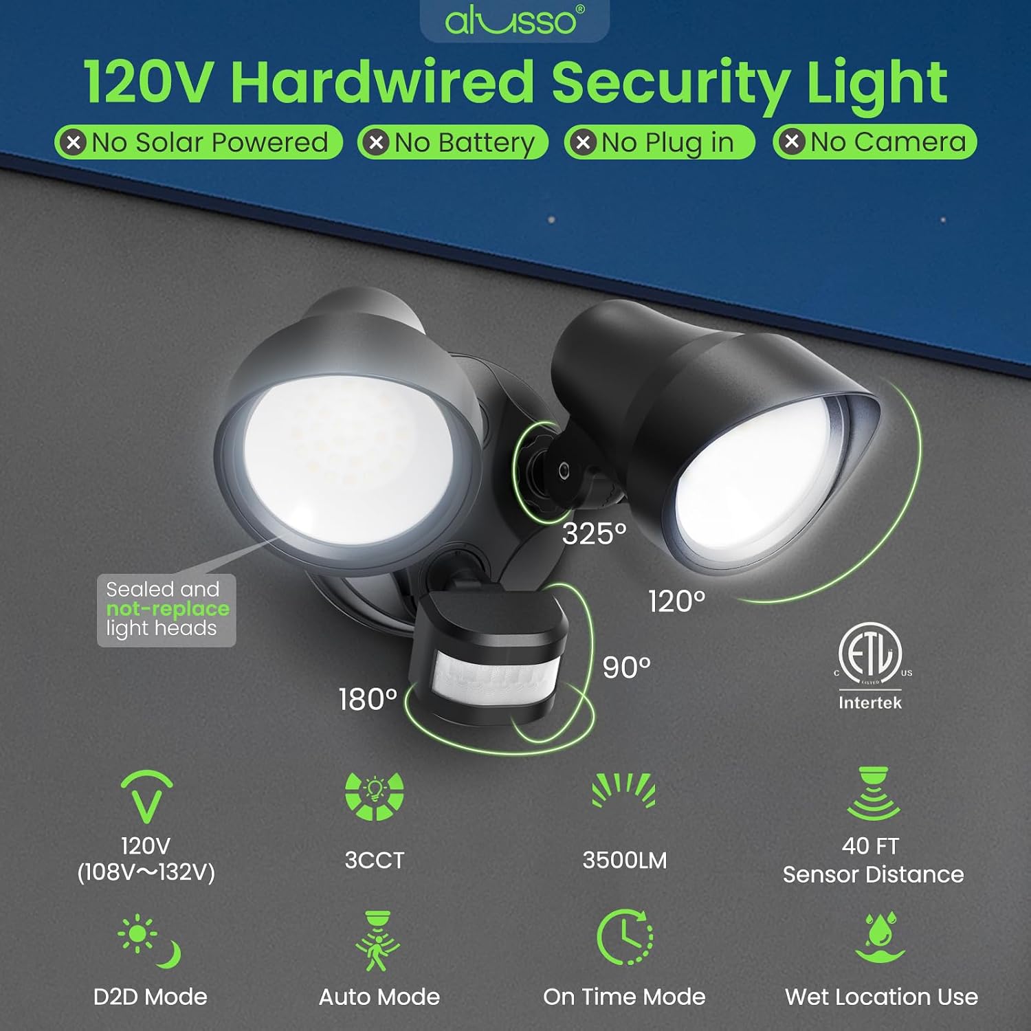 Thumbnail 2 de ALUSSO WL-YDR-230P Motion Sensor Floodlight, 3 Modes, 3 CCT, 3,500 Lumens